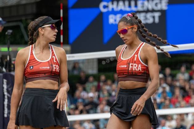 RECORD DATE NOT STATED European Championship, EM, Europameisterschaft - Beachvolleyball Düsseldorf, 02.08.2025 Aline Chamreau (FRA), Clémence Vieira (FRA); European Championship - Beachvolleyball Düsseldorf am 02.08.2025 Copyright: xBEAUTIFULxSPORTS PeterxWeberx
