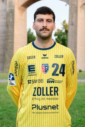 Bietigheim: HBL - 25 26 - SG BBM Bietigheim - Fotoshooting Torhueter Martin Tomovski (Bietigheim) Bietigheim-Bissingen Halle am Viadukt Baden-Württemberg Deutschland