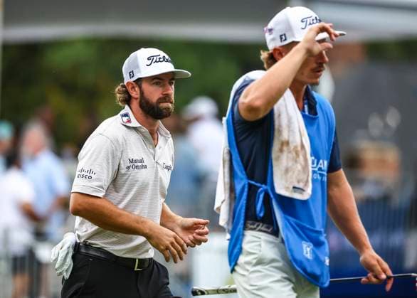 August 2, 2025: Cameron Young finishes the 18th hole to be 20 under, to lead the Wyndham Championship. Third round, 2025 Wyndham Championship, Sedgefield Country Club in Greensboro, North Carolina. CSM Greensboro United States of America - ZUMAc04_ 20250802_zma_c04_077 Copyright: xDavidxBeachx