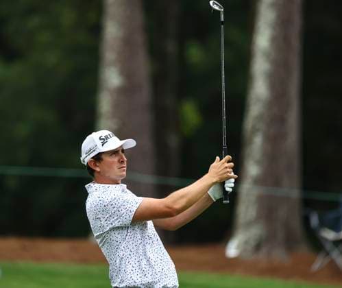 August 2, 2025: Nicolas Echavarria watches ball on 18th hole. Third round, 2025 Wyndham Championship, Sedgefield Country Club in Greensboro, North Carolina. CSM Greensboro United States of America - ZUMAc04_ 20250802_zma_c04_082 Copyright: xDavidxBeachx