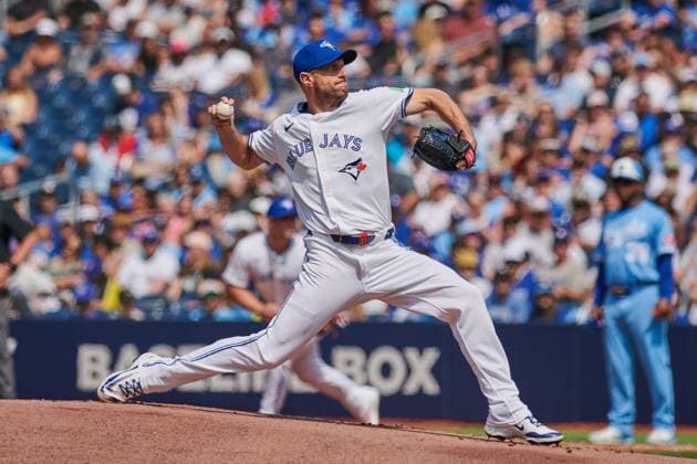 August 2, 2025, Toronto, On, Canada: p>Toronto Blue Jays pitcher Max Scherzer (31) throws against the Kansas City Royals during first inning MLB, Baseball Herren, USA baseball action in Toronto, on Saturday, Aug. 2, 2025. Canada News - August 2, 2025 - ZUMAc35_ 20250802_zaf_c35_139 Copyright: xSammyxKoganx