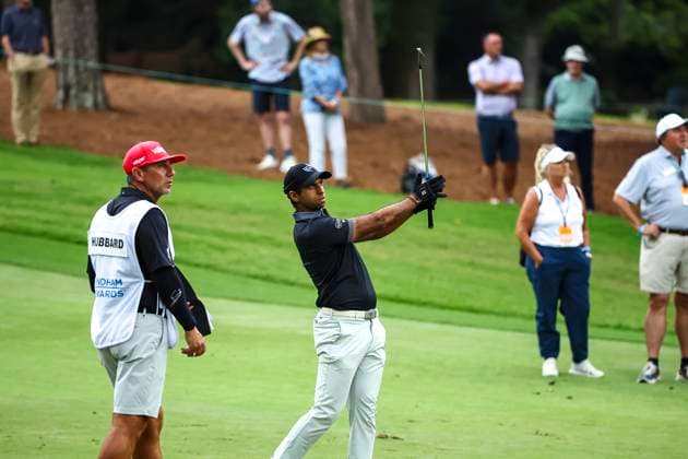 August 2, 2025: Aaron Rai hits ball at 18th. Third round, 2025 Wyndham Championship, Sedgefield Country Club in Greensboro, North Carolina. CSM Greensboro United States of America - ZUMAc04_ 20250802_zma_c04_097 Copyright: xDavidxBeachx