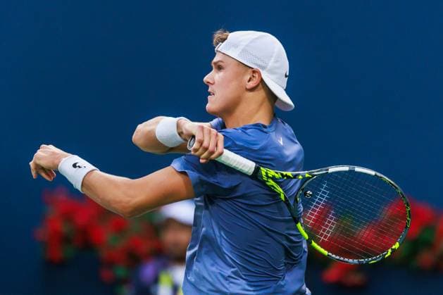 TORONTO, ON - AUGUST 02: Holger Rune (DEN) is seen during a Round of 16 men™s singles match at the ATP, Tennis Herren National Bank Open on August 02, 2025 at Sobeys Stadium in Toronto, ON (Photo by Mathew Tsang Icon Sportswire) TENNIS: AUG 02 National Bank Open EDITORIAL USE ONLY Icon250802024