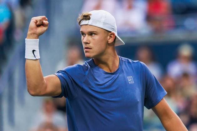 TORONTO, ON - AUGUST 02: Holger Rune (DEN) is seen during a Round of 16 men™s singles match at the ATP, Tennis Herren National Bank Open on August 02, 2025 at Sobeys Stadium in Toronto, ON (Photo by Mathew Tsang Icon Sportswire) TENNIS: AUG 02 National Bank Open EDITORIAL USE ONLY Icon250802025