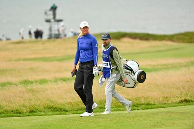 1st August 2025; Royal Porthcawl Golf Club, Porthcawl, Wales; AIG Womens Open Golf, Round 2; Anna Nordqvist walking to the 18th green  AledxHopkins