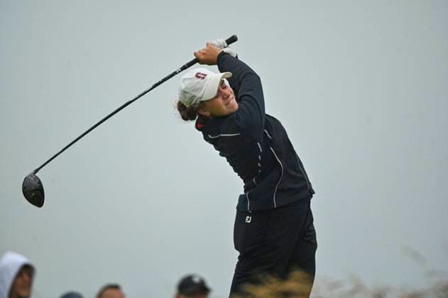 3rd August 2025; Royal Porthcawl Golf Club, Porthcawl, Wales; AIG Womens Open Golf, Final Round; Paula Martin Sampedro off the 3rd tee  AledxHopkins