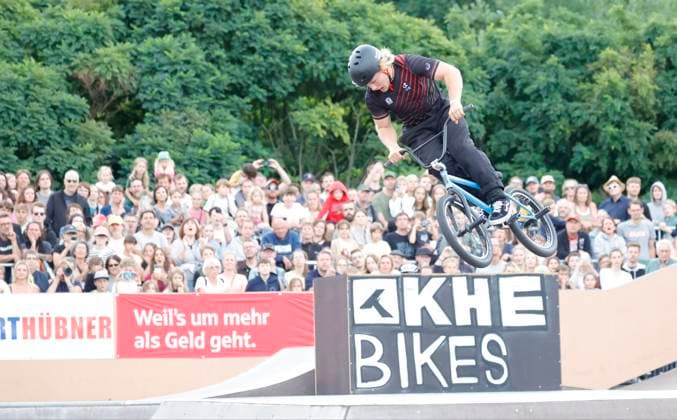 03.08.2025 BMX Deutsche Freestyle Meisterschaft 2025 in Park im Bikepark Darmstadt hier Finale Park Male Elite Bildmitte Sieger Gewinner Deutscher Meister Philipp MUTH (Fischbachtal Hessen) Darmstadt Hessen Deutschland