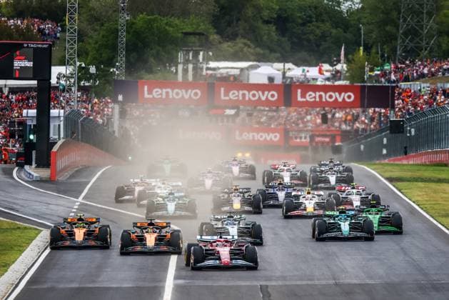 August 3, 2025, Budapest, Hungary: Charles Leclerc of Ferrari leads during the start of the Formula 1 Hungarian Grand Prix at the Hungaroring circuit in Mogyorod near Budapest on August 3rd, 2025. Budapest Hungary - ZUMAz156 0828758070st Copyright: xBeataxZawrzelx