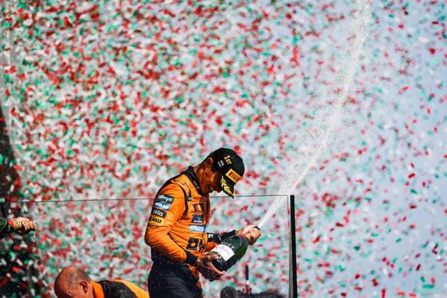 F1 - HUNGARIAN GRAND PRIX 2025 NORRIS Lando (gbr), McLaren F1 Team MCL39, portrait podium during the 2025 Formula 1 Lenovo Hungarian Grand Prix, 14th round of the 2025 FIA Formula One World Championship, WM, Weltmeisterschaft from August 1 to 3, 2025 on the Hungaroring, in Mogyorod, Hungary - MogyorodHungary  Copyright: xFLORENTxGOODENx