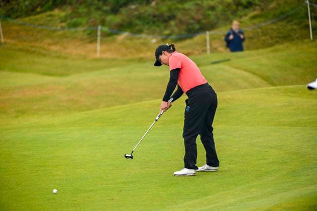 3rd August 2025; Royal Porthcawl Golf Club, Porthcawl, Wales; AIG Womens Open Golf, Final Round; Lindy Duncan putting on 13  AledxHopkins