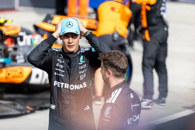 George Russell (Mercedes-AMG Petronas F1 Team, Großbritannien, 63), HUN, Formel 1 Weltmeisterschaft, Grand Prix von Ungarn, Hungaroring, Renntag, Rennen, Podium, Saison 2025, 03.08.2025 HUN, Formel 1 Weltmeisterschaft, Grand Prix von Ungarn, Hungaroring, Rennen, Podium, Saison 2025, 03.08.2025 Budapest Copyright: xEibner-Pressefoto MarcelxFischerx EP_MFI