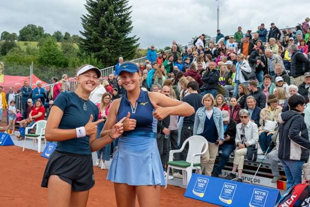 links Renata Jamrichova und rechts Elena Pridankina, Doppel, Tennis, CTS Ladies Open, Finale, 03.08.2025, Doppel, Tennis, CTS Ladies Open, Finale, 03.08.2025 Hechingen Copyright: xEibner-Pressefoto StefanxRosenfex EP_SRD