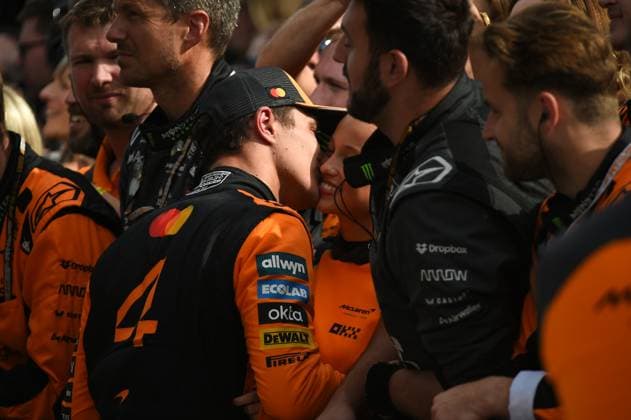 August 3, 2025, Budapest, Budapest, Hungary: Lando Norris, driver for McLaren celebrates after winning the Formula One Hungarian Grand Prix, held at the Hungaroring Budapest Hungary - ZUMAs291 20250803_zip_s291_039 Copyright: xBalintxSzentgallayx