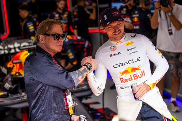 Axl Rose (USA, Singer Guns N™ Roses), 1 Max Verstappen (NLD, Oracle Red Bull Racing), F1 Grand Prix of Hungary at Hungaroring on August 3, 2025 in Budapest, Hungary. (Photo by HOCH ZWEI) Budapest Hungary