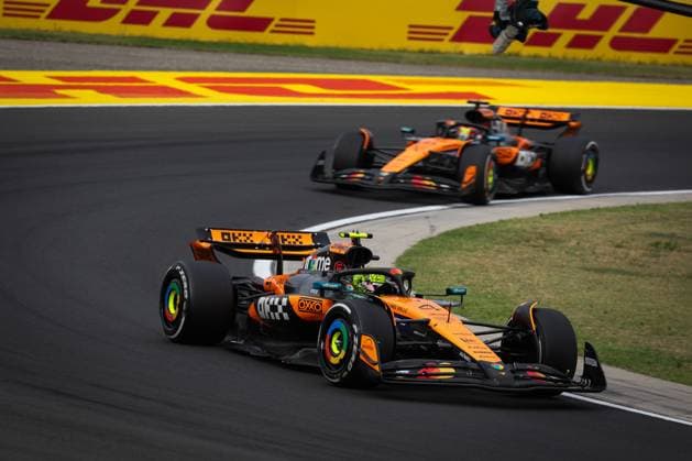4 Lando Norris (GBR, McLaren F1 Team), 81 Oscar Piastri (AUS, McLaren F1 Team), F1 Grand Prix of Hungary at Hungaroring on August 3, 2025 in Budapest, Hungary. (Photo by HOCH ZWEI) Budapest Hungary