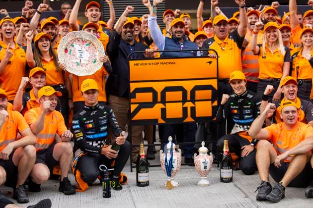 4 Lando Norris (GBR, McLaren F1 Team), 81 Oscar Piastri (AUS, McLaren F1 Team), F1 Grand Prix of Hungary at Hungaroring on August 3, 2025 in Budapest, Hungary. (Photo by HOCH ZWEI) Budapest Hungary