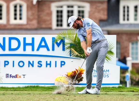 August 3, 2025: Cameron Young tees off on the 3rd hole. Fourth round, 2025 Wyndham Championship, Sedgefield Country Club in Greensboro, North Carolina. CSM Greensboro United States of America - ZUMAc04_ 20250803_zma_c04_012 Copyright: xDavidxBeachx