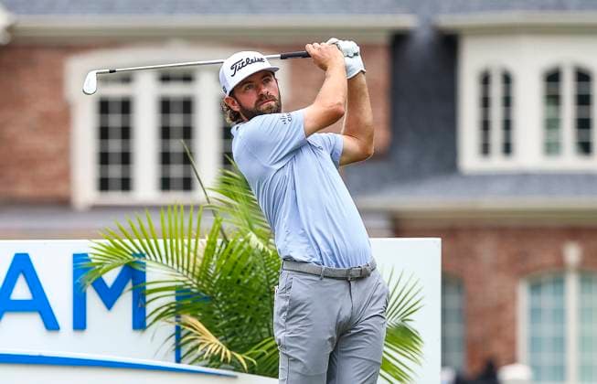August 3, 2025: Cameron Young tees off on the 3rd hole. Fourth round, 2025 Wyndham Championship, Sedgefield Country Club in Greensboro, North Carolina. CSM Greensboro United States of America - ZUMAc04_ 20250803_zma_c04_019 Copyright: xDavidxBeachx