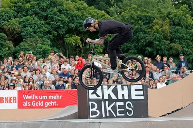 03.08.2025 BMX Deutsche Freestyle Meisterschaft 2025 in Park und Flatland im Bikepark Darmstadt hier Finale Freestyle Park Male Elite mit Dean FLORIAN (Woodstyle e. V.) Darmstadt Hessen Deutschland