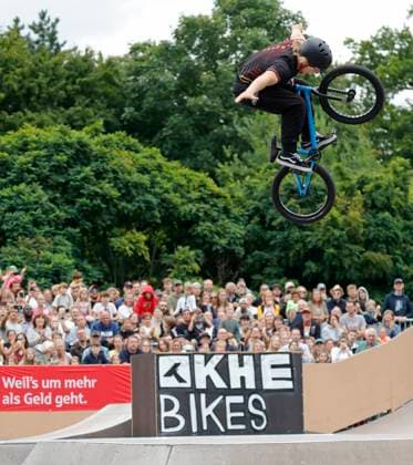 03.08.2025 BMX Deutsche Freestyle Meisterschaft 2025 in Park und Flatland im Bikepark Darmstadt hier Finale Freestyle Park Male Elite mit Philipp MUTH (VC Darmstadt) Sieger Gewinner Deutscher Meister Darmstadt Hessen Deutschland