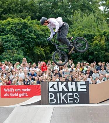 03.08.2025 BMX Deutsche Freestyle Meisterschaft 2025 in Park und Flatland im Bikepark Darmstadt hier Finale Freestyle Park Male Elite mit Lars Kindermann (Hattingen Woodstyle e. V.) Darmstadt Hessen Deutschland