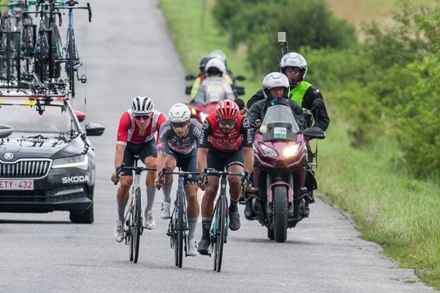 Toszowice 04.08.2025 wyscig kolarski 1. etap 82. Tour de Pologne n z ucieczka grupa ucieczkowa lider FOT. P.Dziurman 400mm.pl NEWSPIX.PL --- newspix.pl  15817137