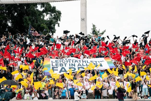 Choreo, Stimmungsblock, Maximilian Thorwirth (SFD 75 Duesseldorf, 5000m Maenner), GER, Leichtathletik, Athletics, Deutsche Meisterschaft, Die Finals, 03.08.2025, GER, Leichtathletik, Athletics, Deutsche Meisterschaft, Die Finals, 03.08.2025 Dresden *** Choreo, Mood block, Maximilian Thorwirth SFD 75 Duesseldorf, 5000m Maenner , GER, Leichtathletik, Athletics, German Championships, The Finals, 03 08 2025, GER, Leichtathletik, Athletics, German Championships, The Finals, 03 08 2025 Dresden Copyright: xStefanxMayerx EP_SMR