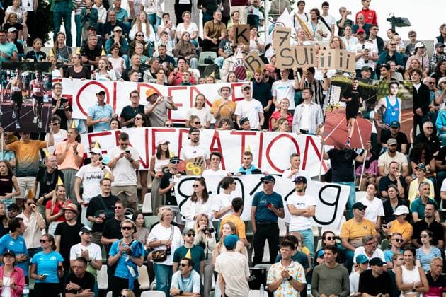 Stimmungsblock, Choreo, GER, Leichtathletik, Athletics, Deutsche Meisterschaft, Die Finals, 02.08.2025, GER, Leichtathletik, Athletics, Deutsche Meisterschaft, Die Finals, 02.08.2025 Dresden *** Mood block, Choreo, GER, Leichtathletik, Athletics, German Championships, The Finals, 02 08 2025, GER, Leichtathletik, Athletics, German Championships, The Finals, 02 08 2025 Dresden Copyright: xStefanxMayerx EP_SMR