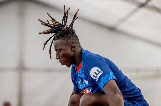 Leipzigs Amadou Haidara beim Fitnesstraining im Gym. Trainingslager RB Leipzig in Donaueschingen Aasen am 28. Juli 2025. Sportplatz SV Aasen, Donaueschingen. Trainingslager RB Leipzig