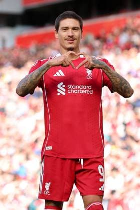 Darwin Nunez of Liverpool celebrates their goal to make it 2-0 Liverpool v Athletic Bilbao, Pre Season Friendly, Football, Anfield, Liverpool, UK - 04 Aug 2025Liverpool Anfield United Kingdom EDITORIAL USE ONLY No use with unauthorised audio, video, data, fixture lists, club league logos or live services. Online in-match use limited to 120 images, no video emulation. No use in betting, games or single club league player publications.  Copyright: xPhilxBryan Shutterstockx 15422494dp