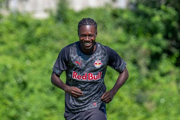 SOCCER - UEFA CL, RBS vs Brugge SALZBURG,AUSTRIA,05.AUG.25 - SOCCER - UEFA Champions League, qualification, Red Bull Salzburg vs Club Brugge, preview, training RBS. Image shows Edmund Baidoo (RBS).  GEPAxpictures xWolfgangxKofler