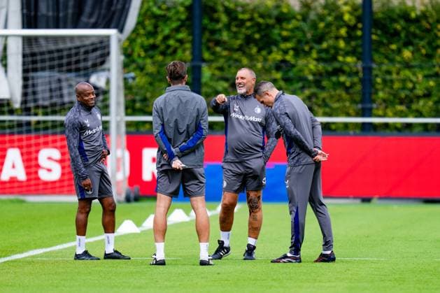 UEFA Champions League 2025-2026: training of Feyenoord Rotterdam - Feyenoord assistent coach Brian Pinas, Feyenoord assistent coach Etienne Reijnen, Feyenoord assistent coach John de Wolf, Feyenoord coach Robin van Persie during the training of Feyenoord in preparation of the UEFA Champions League qualification duel against Fenerbahce SK at Trainingscomplex 1908 on 5 August 2025 in Rotterdam, The Netherlands. Copyright: xYannickxVerhoevenx