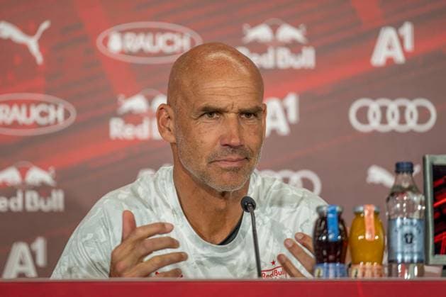 SOCCER - UEFA CL, RBS vs Brugge SALZBURG,AUSTRIA,05.AUG.25 - SOCCER - UEFA Champions League, qualification, Red Bull Salzburg vs Club Brugge, preview, press conference, PK, Pressekonferenz RBS. Image shows head coach Thomas Letsch (RBS).  GEPAxpictures xWolfgangxKofler
