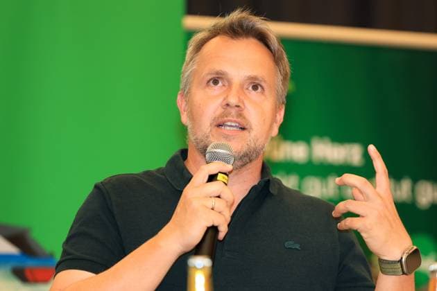 HANDBALL - HBL, Kiel, training camp GRAZ,AUSTRIA,05.AUG.25 - HANDBALL - HBL Handball-Bundesliga, THW Kiel, press conference, PK, Pressekonferenz Image shows managing director Michael Feiertag (Styria).  GEPAxpictures xMarioxBuehner-Weinrauch