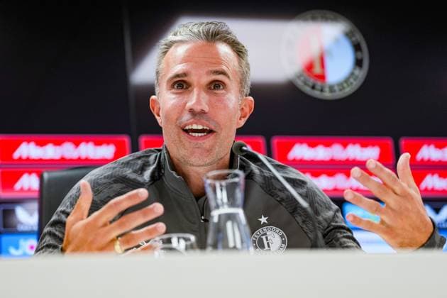 Champions League 2024-2025: press conference, PK, Pressekonferenz of Feyenoord Rotterdam - Feyenoord coach Robin van Persie during the press conference of Feyenoord in preparation of the Champions League qualification duel against Fenerbahce SK at Stadion Feijenoord De Kuip on 5 August 2025 in Rotterdam, The Netherlands. Copyright: xYannickxVerhoevenx