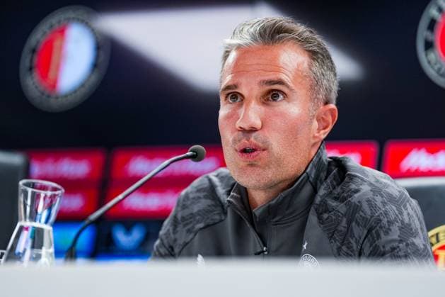 Champions League 2024-2025: press conference, PK, Pressekonferenz of Feyenoord Rotterdam - Feyenoord coach Robin van Persie during the press conference of Feyenoord in preparation of the Champions League qualification duel against Fenerbahce SK at Stadion Feijenoord De Kuip on 5 August 2025 in Rotterdam, The Netherlands. Copyright: xYannickxVerhoevenx