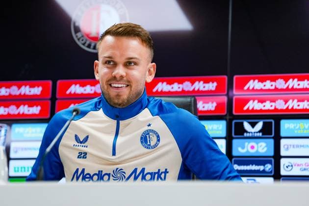 Champions League 2024-2025: press conference, PK, Pressekonferenz of Feyenoord Rotterdam - Goalkeeper Timon Wellenreuther of Feyenoord during the press conference of Feyenoord in preparation of the Champions League qualification duel against Fenerbahce SK at Stadion Feijenoord De Kuip on 5 August 2025 in Rotterdam, The Netherlands. Copyright: xYannickxVerhoevenx