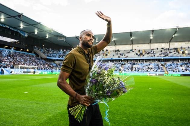 250805 Isaac Kiese Thelin ahead of the UEFA Champions League qualifier football match between Malmö FF and FC Copenhagen on August 5, 2025 in Malmö. Photo: Carl Sandin BILDBYRAN kod CS CS0745 fotboll football soccer fotball uefa champions league champions league malmö ff fc copenhagen bbeng Copyright: CARLxSANDIN BB250805CS027