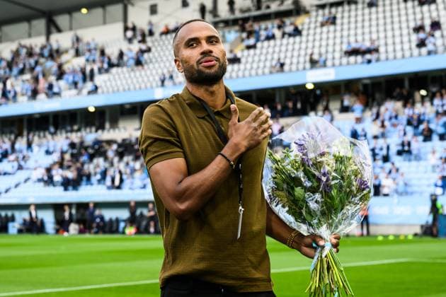 250805 Isaac Kiese Thelin ahead of the UEFA Champions League qualifier football match between Malmö FF and FC Copenhagen on August 5, 2025 in Malmö. Photo: Carl Sandin BILDBYRAN kod CS CS0745 fotboll football soccer fotball uefa champions league champions league malmö ff fc copenhagen bbeng Copyright: CARLxSANDIN BB250805CS022