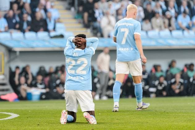 250805 Taha Ali of Malmö FF looks dejected during the UEFA Champions League qualifier football match between Malmö FF and FC Copenhagen on August 5, 2025 in Malmö. Photo: Christian Örnberg BILDBYRAN COP 166 CS0745 fotboll football soccer fotball uefa champions league champions league malmö ff fc copenhagen bbeng depp Copyright: CHRISTIANxÖRNBERG BB250805CO034
