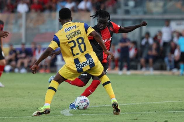 Saliou Thioune of Hamrun Spartans is in action during the the UEFA Europa League Third qualifying round, 1st leg soccer match between Hamrun Spartans FC and Maccabi Tel Aviv FC at the Tony Bezzina Stadium, in Paola, Malta, on 05 August 2025. UEFA Europa League - Hamrun Spartans FC v Maccabi Tel Aviv FC
