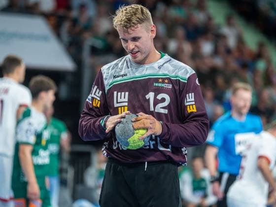 Neuzugang Kristian Saeveras (Frisch Auf Goeppingen, 12), Frisch Auf Goeppingen vs. Paris Saint-Germain, Handball, Testspiel, Herren, Spielzeit 2025 2026, 05.08.2025, Frisch Auf Goeppingen vs. Paris Saint-Germain, Handball, Testspiel, Herren, Spielzeit 2025 2026, 05.08.2025 Neu-Ulm Copyright: xEibner-Pressefoto MichaelxSchmidx EP_MST