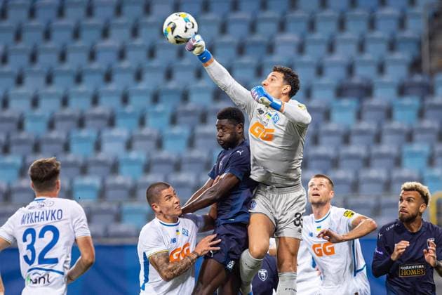 LUBLIN 05.08.2025 MECZ III RUNDA ELIMINACYJNA LIGA MISTRZOW SEZON 2025 26: DYNAMO KIJOW - PAFOS FC --- UEFA CHAMPIONS LEAGUE THIRD QUALIFYING ROUND FIRST MATCH: DYNAMO KYIV - PAFOS FC nz RUSLAN NESHCHERET LUCKASSEN DERRICK DENYS POPOV FOT. ERNEST KOLODZIEJ 400mm.pl NEWSPIX.PL --- newspix.pl 