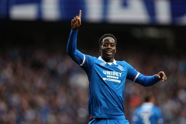 Djeidi Gassama of Rangers celebrates his goal during the Champions League third qualifying round first leg match at Ibrox Stadium, Glasgow. Rangers v Viktoria Plzen - UEFA Champions League - Third Qualifying Round First Leg - Ibrox Stadium, Glasgow, Lanarkshire, Scotland, UK - 05 Aug 2025Glasgow Ibrox Lanarkshire United Kingdom  Copyright: xO Rourke RangersxFC Shutterstockx 15428761v