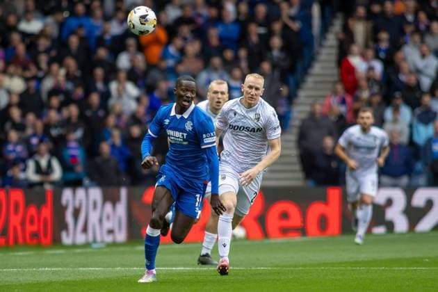 Rangers v Viktoria Plzen Champions League 05 08 2025. Qualifier Mohamed Diomande of Rangers FC during the Champions League 3rd qualifying round, 1st leg, Rangers Vs Viktoria Plzen Ibrox Stadium, Glasgow. Scotland, 05 08 2025. Govan Ibrox Stadium Glasgow Scotland Editorial use only , Copyright: xColinxPoultneyx PSI-22497-0011