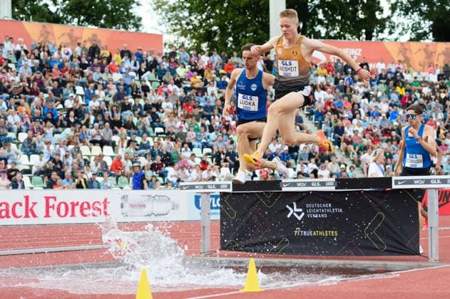 Dresden, Germany, August 2nd 2025: 3000 metres steeplechase final with Felix Ludka (Leichtathletikclub Kronshagen) and Brian Weisheit (LSC Höchstadt Aisch) during the German athletics Championship 2025 at Heinz-Steyer-Stadion, Dresden, Germany. (Sven Beyrich SPP)  Copyright: xSvenxBeyrich SPPx spp-en-SvBe-20250802-D4S_6969