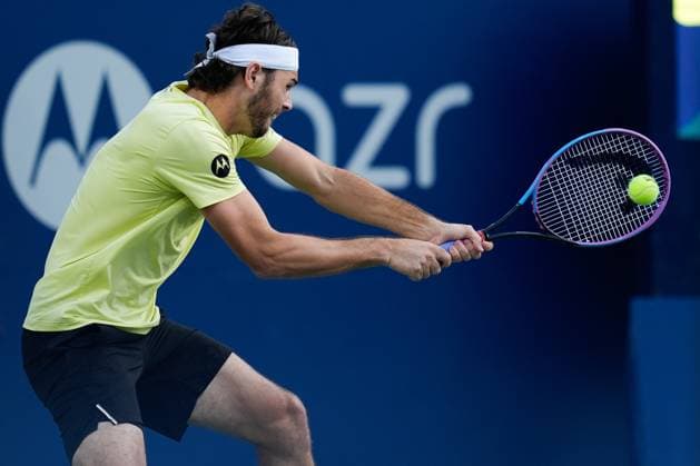 National Bank Open 2025 - Day 11 TORONTO, CANADA - AUGUST 5 : Andrey Rublev in action against Taylor Fritz of the United States during the men’s singles quarterfinals on day eleven of the 2025 National Bank Open at Sobeys Stadium in Toronto, Ontario, Canada on August 5, 2025. Mert Alper Dervis Anadolu Ontario Canada. Editorial use only. Please get in touch for any other usage.  Copyright: x2025xAnadoluxMertxAlperxDervisx