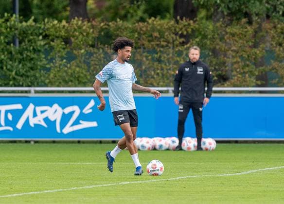 Fussball, Herren, Saison 2025 26, 2. Bundesliga, Hertha BSC, Training, v.l. Jeremy Dudziak (Hertha BSC), 06.08. 2025,