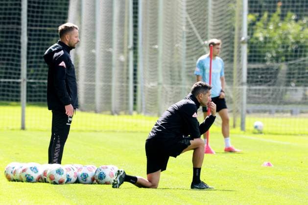 DEU, DFL, 2. FBL Hertha BSC, Training, 06.08.2025, Sportforum, Berlin, DEU, DFL, 2. FBL Hertha BSC, Training, im Bild Cheftrainer Stefan Leitl (Hertha BSC Berlin), Co-Trainer Patrick Ebert (Hertha BSC Berlin) DFL - regulations prohibit any use of Photographs as image sequences and or quasi-video