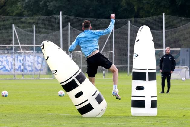 DEU, DFL, 2. FBL Hertha BSC, Training, 06.08.2025, Sportforum, Berlin, DEU, DFL, 2. FBL Hertha BSC, Training, im Bild Niklas Kolbe (Hertha BSC Berlin 27) DFL - regulations prohibit any use of Photographs as image sequences and or quasi-video